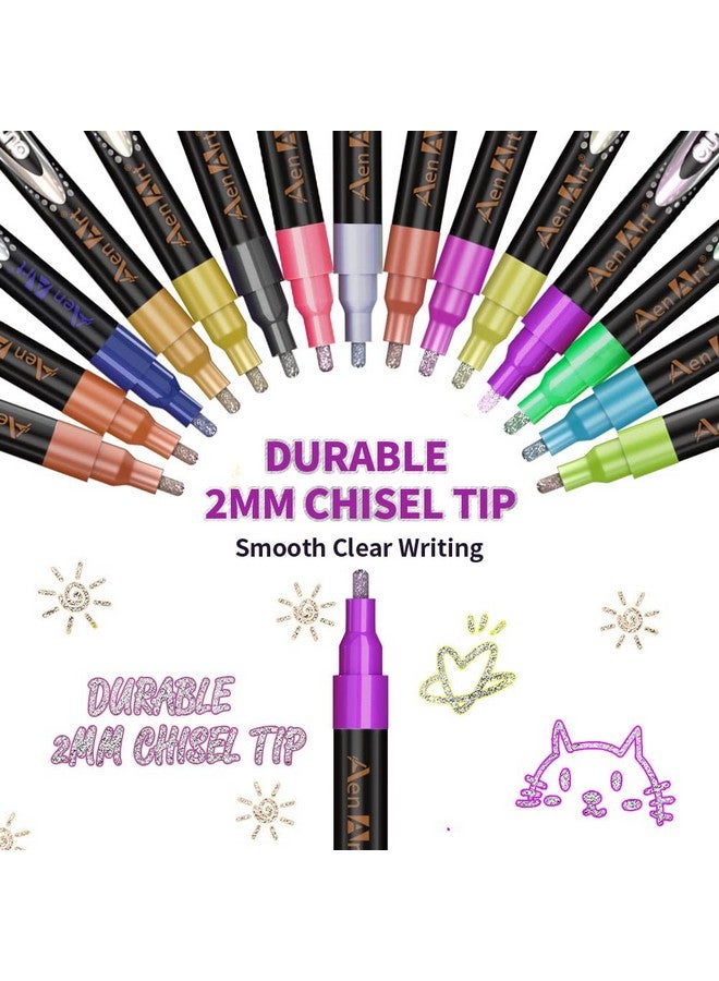 Aen Art Double Line Outline Pens 26 Colors Shimmer Outline Marker For Pumpkin Painting Selfoutline Metallic Markers. Perfect For Doodling Drawing And Calligraphy - Image 2