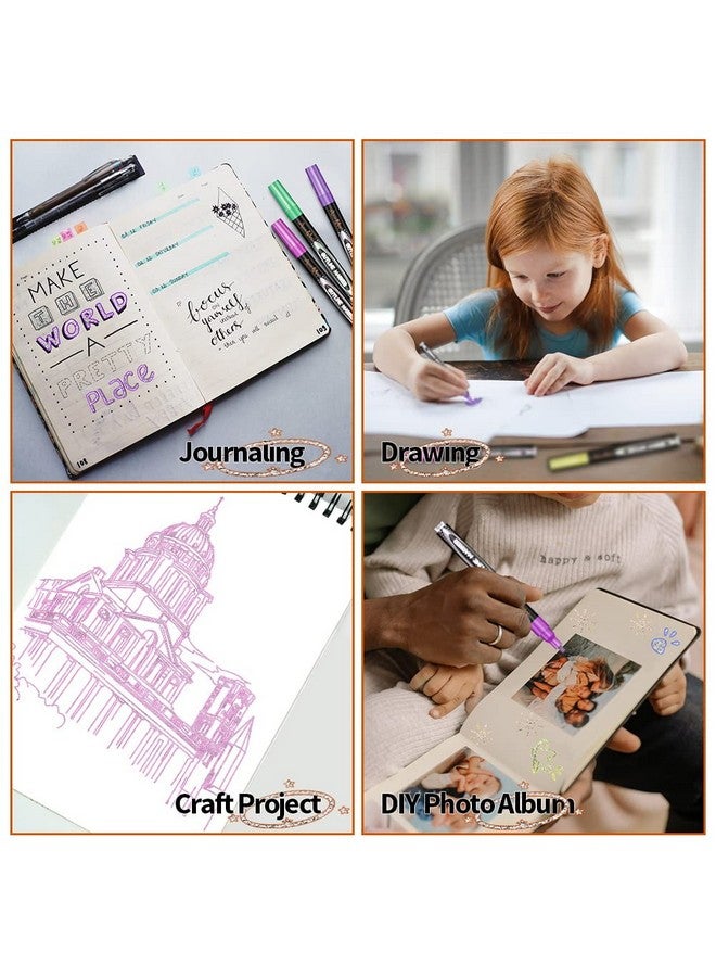 Aen Art Double Line Outline Pens 26 Colors Shimmer Outline Marker For Pumpkin Painting Selfoutline Metallic Markers. Perfect For Doodling Drawing And Calligraphy - Image 5