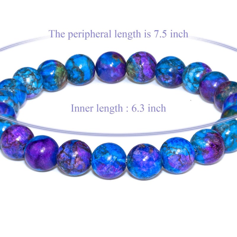 DAZCOLO 8mm Natural Gemstone Stretch Bracelet, Handmade Unisex Crystal Bracelets for Meditation, Yoga, Spiritual Healing & Positive Energy (Multi Azurite) - Image 3