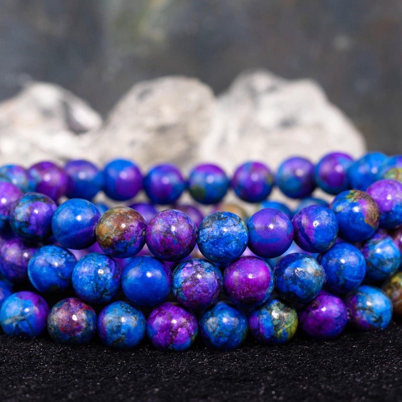 DAZCOLO 8mm Natural Gemstone Stretch Bracelet, Handmade Unisex Crystal Bracelets for Meditation, Yoga, Spiritual Healing & Positive Energy (Multi Azurite) - Image 4