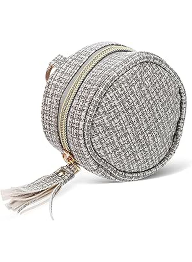 Pu Leather Portable Zippered Pouch Clip Holder For Pacifiers Keys And Coins Travel Organizer Grey