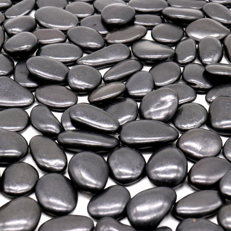 Premium Pebbles Black Rocks - Polished MD (1 to 2 Inch), 10 lbs Decorative for Gardens, Landscaping, Succulents & Pots - Image 1