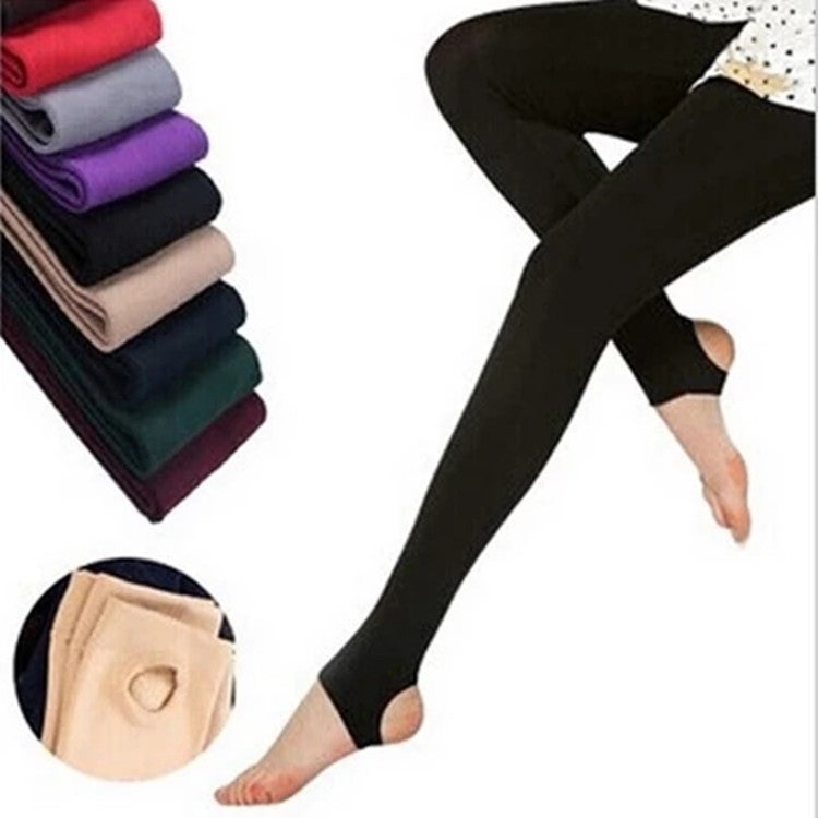 Fleece-Lined Footed Leggings Winter Autumn Warm Womens Pants Navy  - Image 5