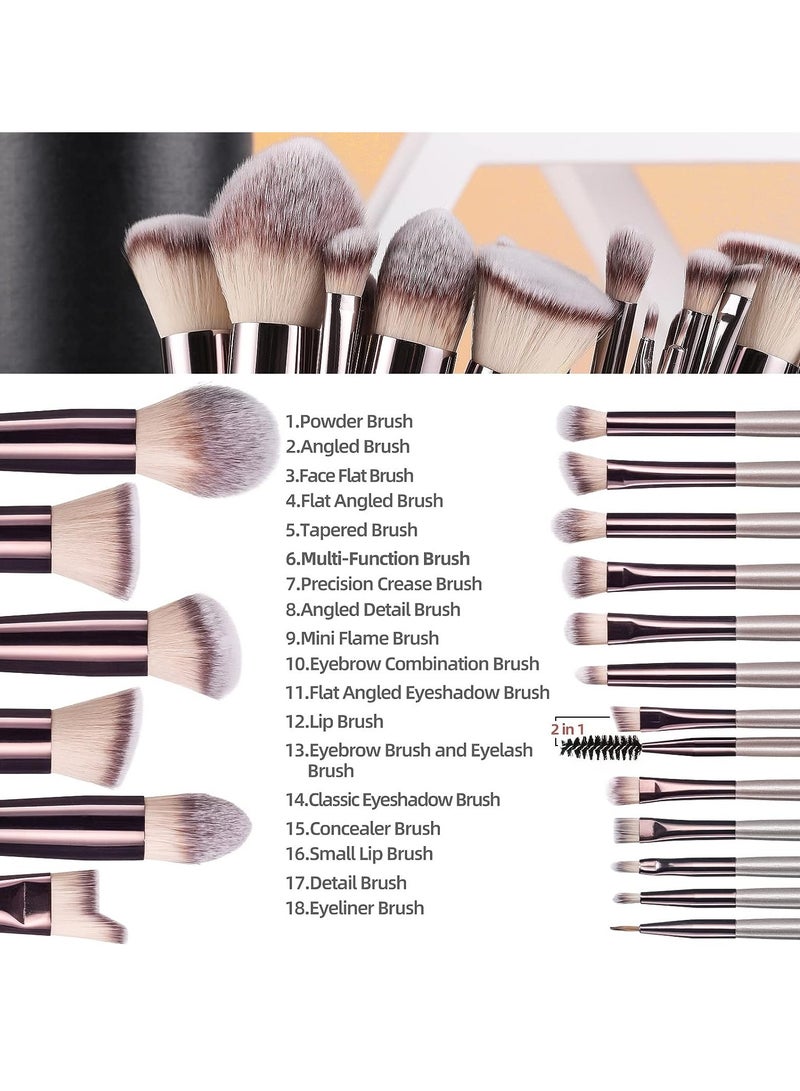 general Makeup Brush Set 18 Pcs Premium Synthetic Foundation Powder Concealers Eye shadows Blush Makeup Brushes with black case - Image 2
