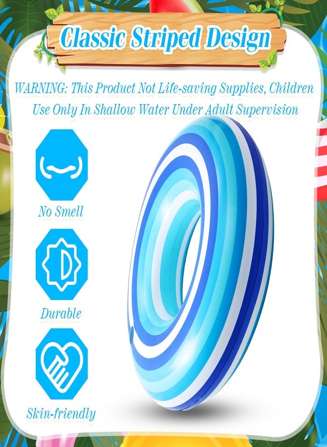 ShinyRelief عوامة حمام سباحة عملاقة قابلة للنفخ من ShinyRelief، بطول 50 بوصة، بتصميم أنبوب أزرق مخطط، على شكل دونات، مناسبة للبالغين، مثالية لتزيين حفلات السباحة - Image 3