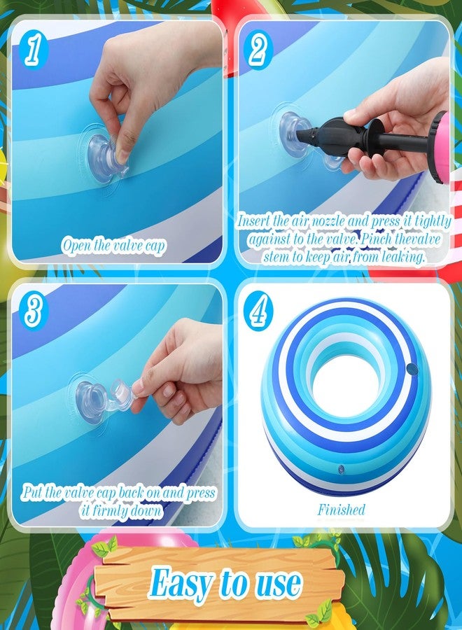 ShinyRelief عوامة حمام سباحة عملاقة قابلة للنفخ من ShinyRelief، بطول 50 بوصة، بتصميم أنبوب أزرق مخطط، على شكل دونات، مناسبة للبالغين، مثالية لتزيين حفلات السباحة - Image 4