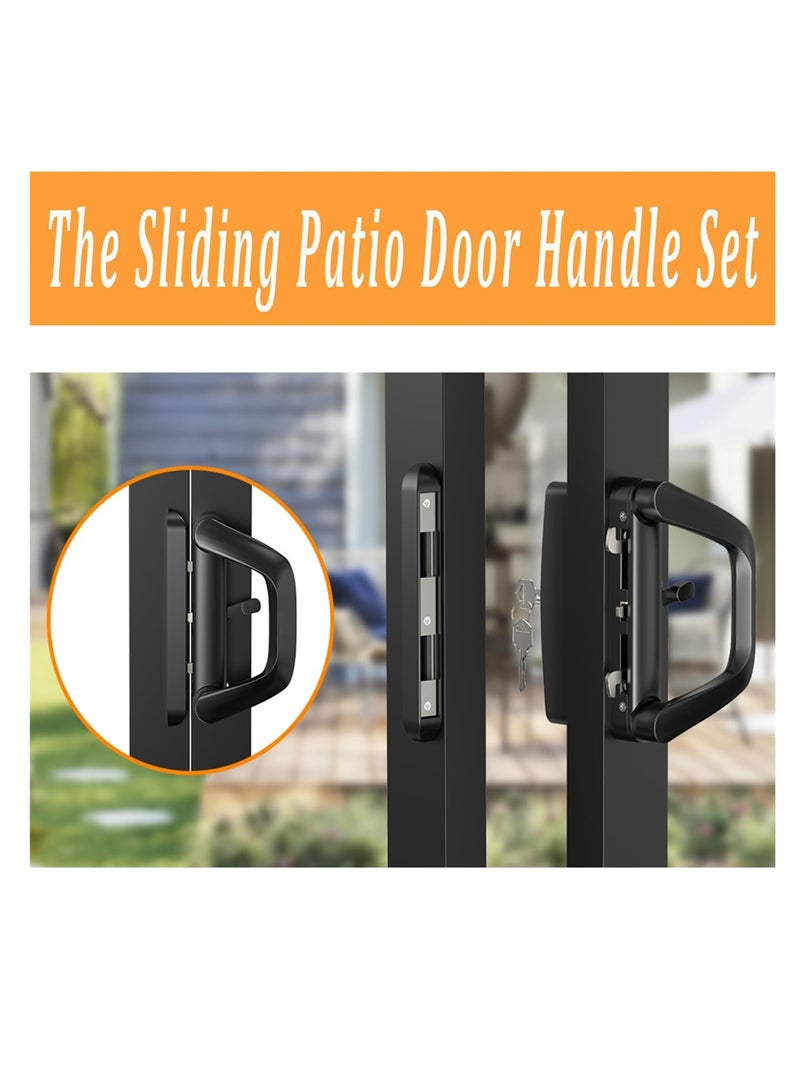 Sliding Glass Patio Door Handle with Lock, Keyed Security Lock Set for 0.75-1.4in Doors, 4-15/16" Screw-B, for Sliding Doors - Image 4