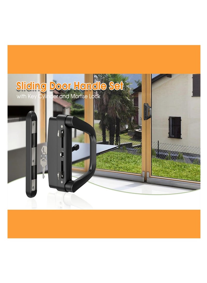 Sliding Glass Patio Door Handle with Lock, Keyed Security Lock Set for 0.75-1.4in Doors, 4-15/16" Screw-B, for Sliding Doors - Image 3