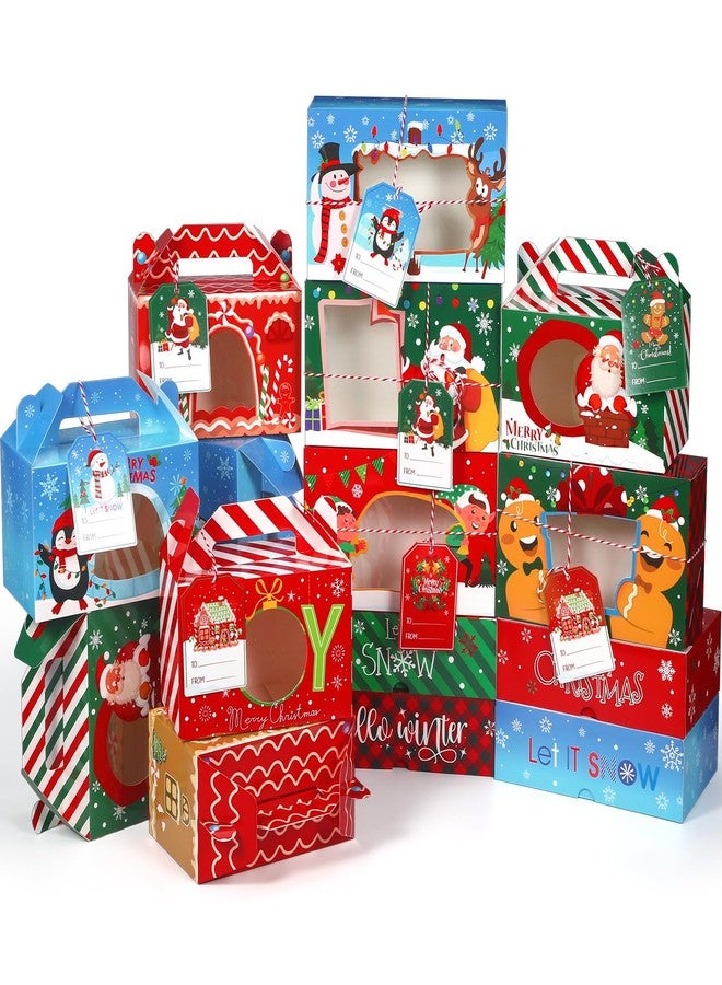 Cinnvoice 24 Pcs Christmas Cookie Boxes with Window 2 Styles Christmas Bakery Boxes with Tags Strings Xmas Party Cupcake Treat Candy Containers for Xmas Pastry Packaging Supplies - Image 1