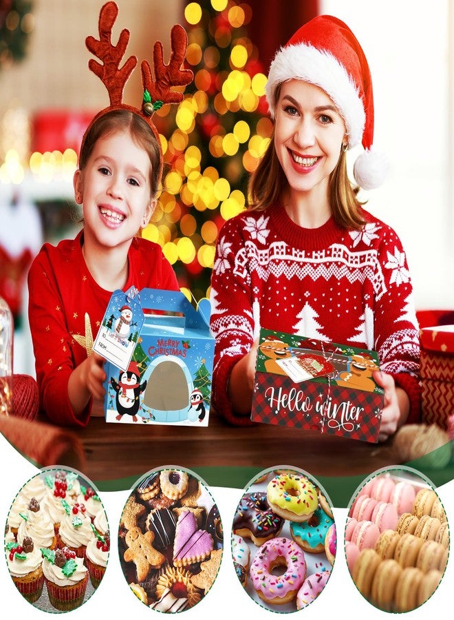 Cinnvoice 24 Pcs Christmas Cookie Boxes with Window 2 Styles Christmas Bakery Boxes with Tags Strings Xmas Party Cupcake Treat Candy Containers for Xmas Pastry Packaging Supplies - Image 3