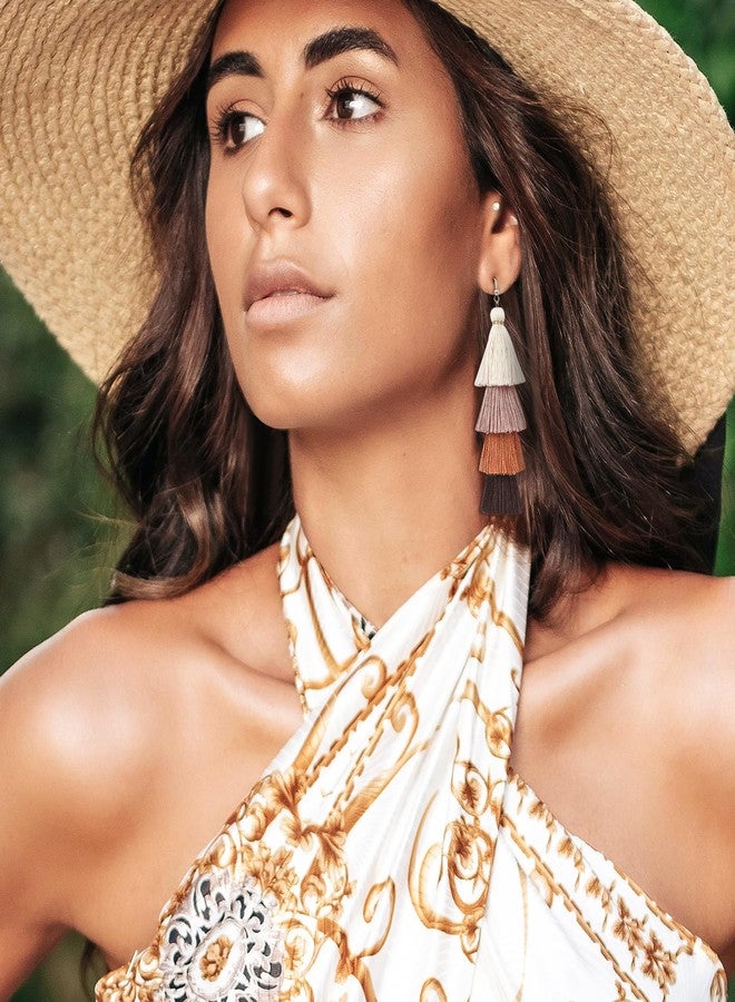 Cupimatch Long Beaded Tassel Earrings: Bead Dangle Drop Earrings Boho Tassel Earrings Indian Earrings for Women - Image 2
