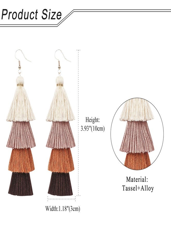Cupimatch Long Beaded Tassel Earrings: Bead Dangle Drop Earrings Boho Tassel Earrings Indian Earrings for Women - Image 3