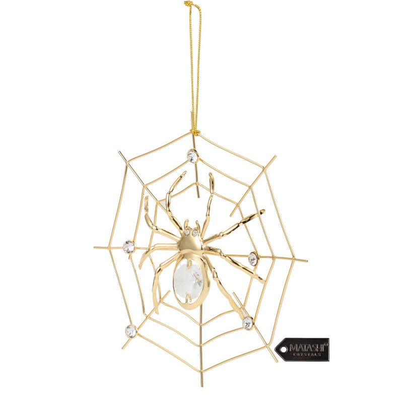 matashi Matashi 24K Gold Plated Crystal Studded Lucky Spider Hanging Ornaments for Christmas Tree Spider Miracle Traditions  Decor - with Story of The Tradition of Tinsel Legend Spider on Web Ornament - Image 4