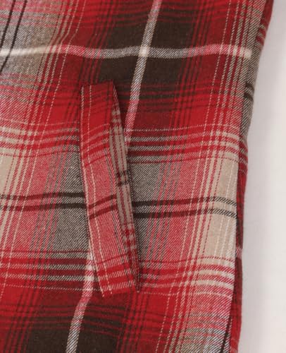 ThCreasa Womens Plaid Fleece Jacket Full Zip Sherpa Lined Hooded Jackets Warm Fall Winter Flannel Shacket with Pockets Red S - Image 5