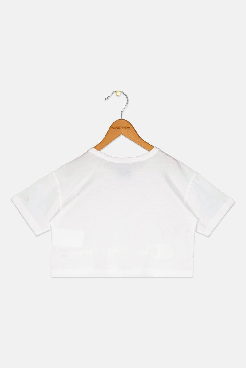 Champion Toddlers Girl Oversized Fit Short Sleeves Outdoor Cropped Tops, White - Image 2