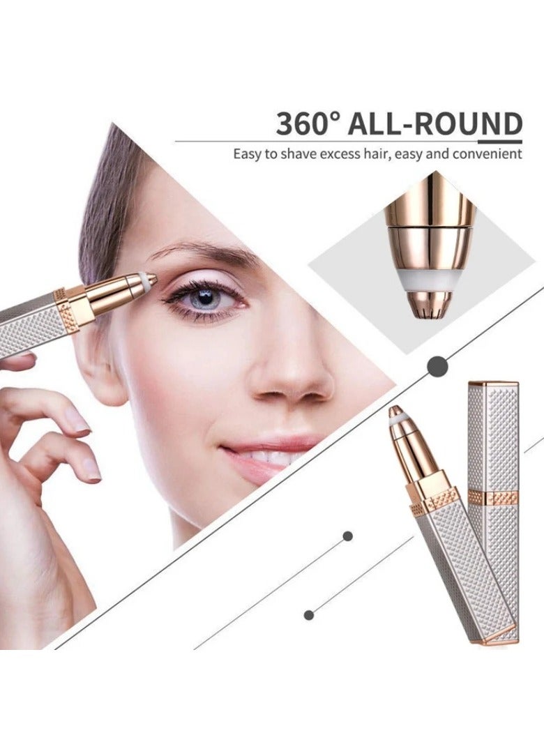 ماكينة تشذيب الحواجب وإزالة شعر الوجه للنساء، ماكينة حلاقة الحواجب ومزيل الشعر 2 في 1، ماكينة حلاقة قابلة لإعادة الشحن وغير مؤلمة للوجه والحاجب والشفاه والجسم والذقن والذراعين، مع ضوء LED مدمج - Image 3