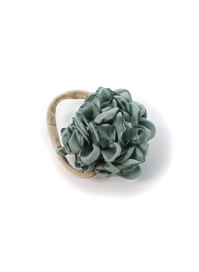 My Lello Baby Girl Ruffle Singed Rose Nylon Elastic Headbands Set 2pcs - Large - Sage Green - Eggplant - Image 2