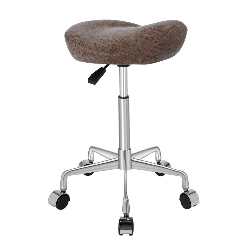 Kaleurrier Kaleurrier Ergonomic Rolling Swivel Saddle Stool with WheelsHydraulic Pneumatic Lifting Lightweight Saddle Chair for Clinic Salon Massage Lab Kitchen Home Office Nubuck Without Back 