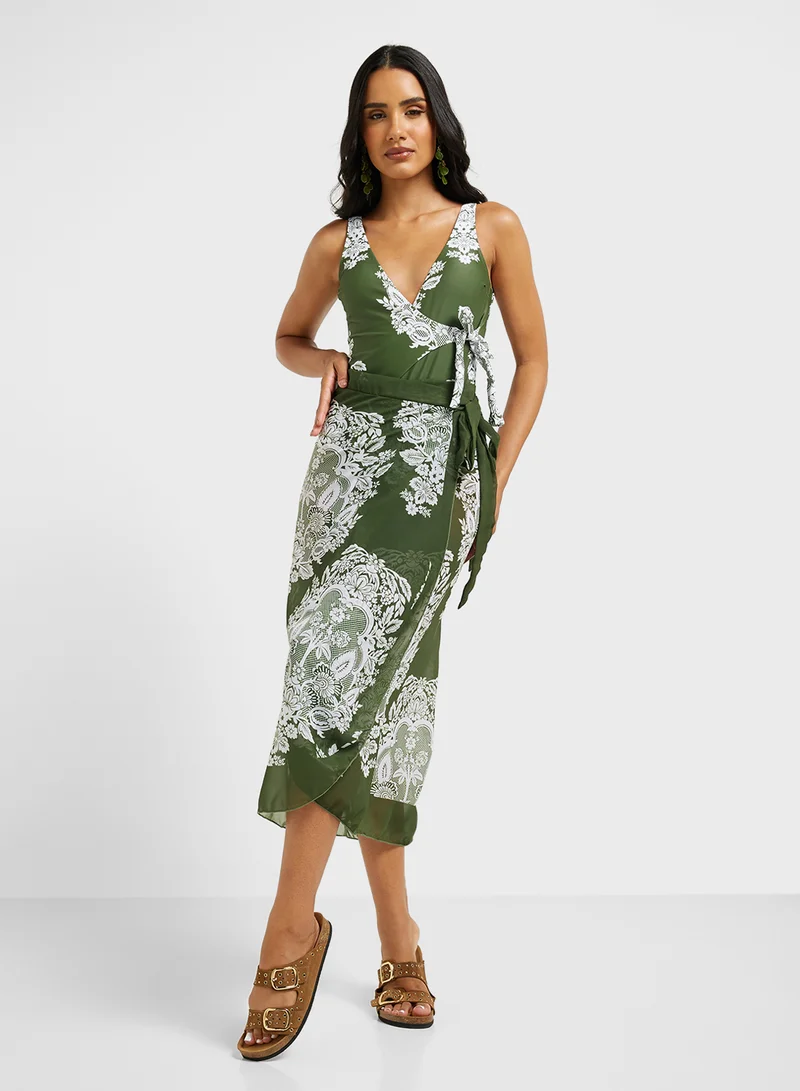 ELLA Printed Swimsuit With Beach Sarong