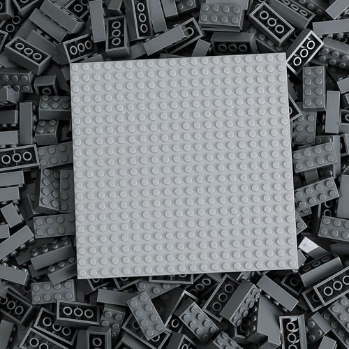 HUIZDQ 500 Piece Classic Building Bricks and 1 Gray Baseplate 2x4 Bricks Bulk Creative Building Toys Blocks Bulk for Kids Ages 6 Dark GraySmall Bricks 125x062x047 in - Image 1