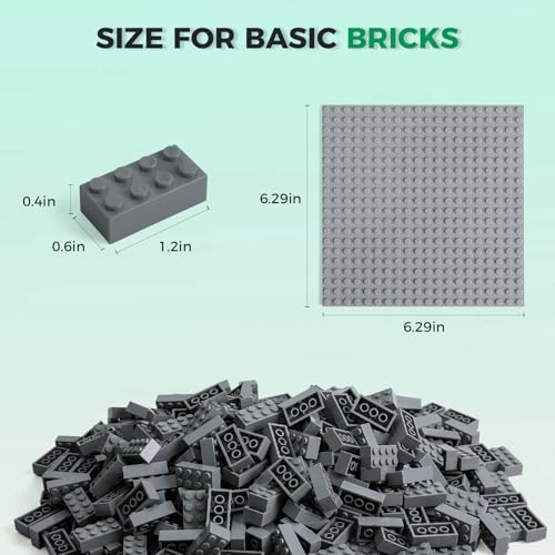 HUIZDQ 500 Piece Classic Building Bricks and 1 Gray Baseplate 2x4 Bricks Bulk Creative Building Toys Blocks Bulk for Kids Ages 6 Dark GraySmall Bricks 125x062x047 in - Image 5
