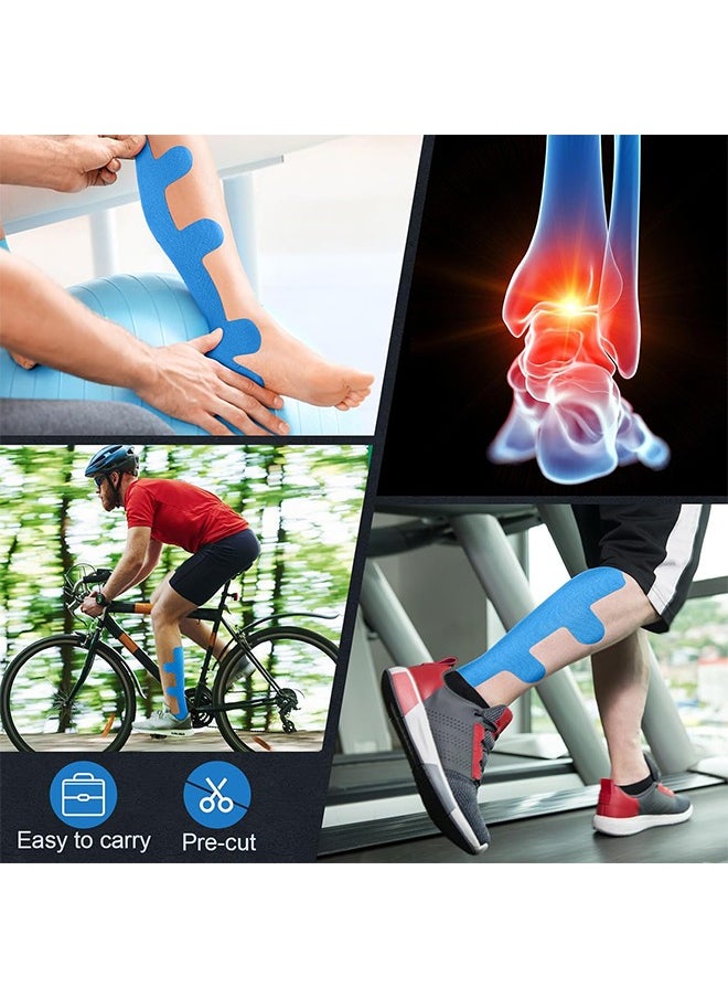 Lemon 4 Pcs Achilles Tendonitis Kinesiology Tape Precut Achilles Tendon Ankle Tape Latex Free for Sprained Ankle Relief Muscle Support Foot Pain Athletic Sport  - Image 4