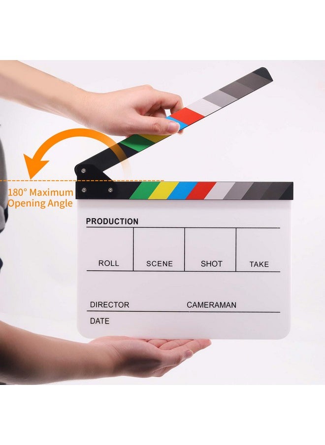 Rustark Movie Film Clap Board, Acrylic 10"X12" Acrylic Dry Erase Director Clapboard, Professional Photography Studio Video Tv Cut Action Scene Clapper Board With 5 Pcs Erasable Pen  - Image 4