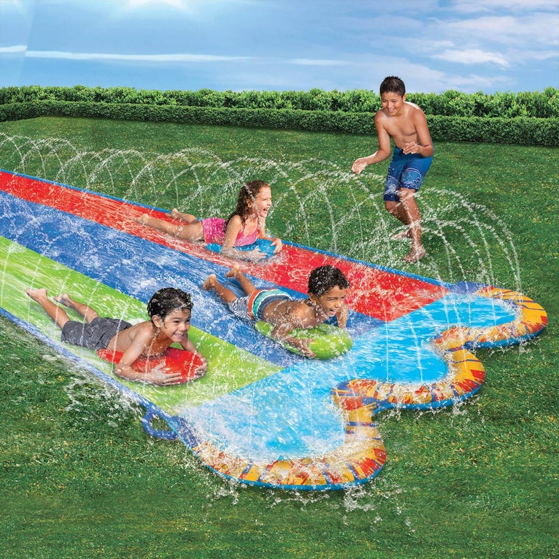 BANZAI Triple Racer Water Slide with 3 Racing Lanes and Splash Pool - Image 2