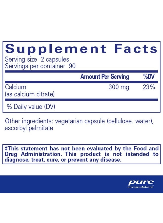 Pure Encapsulations كالسيوم (سترات)؛ مكمل للعظام والأسنان وصحة القولون ودعم القلب والأوعية الدموية*؛ 180 كبسولة - Image 3