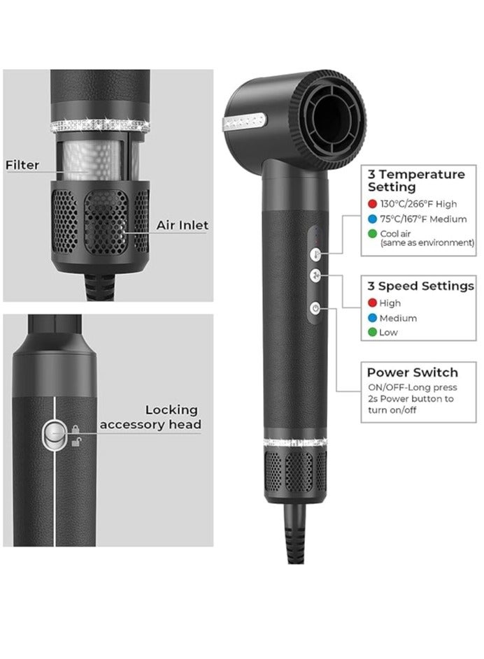 فرشاة مجفف شعر 7 في 1 ، 110000 دورة في الدقيقة عالية السرعة مجفف الشعر التفاف الشعر نظام مجفف ، أدوات تصفيف الشعر للانفصال - مجفف الشعر الأيوني مع الناشر ، مكواة تجعيد الهواء ، فرشاة تجعيد الشعر ، ف - Image 2
