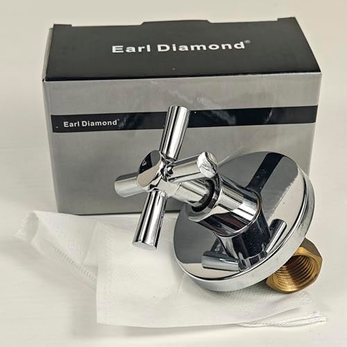 Earl Diamond Concealed Brass 1/2-Inch IPS or G1/2 Water Shower Home Plumbing Shut Off Flow Control Valve Straight Replacement Part with Cross Handle (1Pack) - Image 3