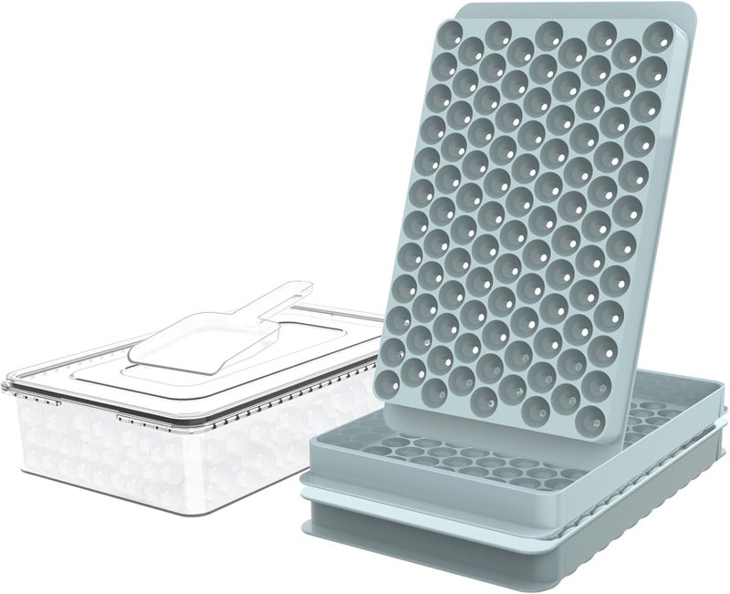 WIBIMEN Mini Ice Cube Trays, Small Tiny Round Pebble Crushed Nugget Ice Trays for Freezer with Lid - Chilling Drinks Coffee Juice(2 Pack/0.55In - Blue) - Image 1