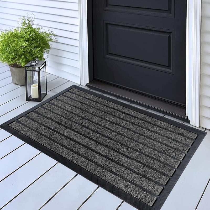 ubdyo Extra Durable Door Mat Dirt Trapping Outdoor Welcome Mats NonSlip Outdoor Indoor Entrance Low Profile Front Doormat 32 x 20 Bright Grey