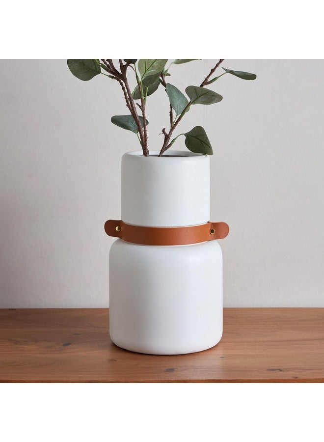 Home Box Tilden Ceramic Vase with PU Band 17 x 17 x 29 cm  - Image 1