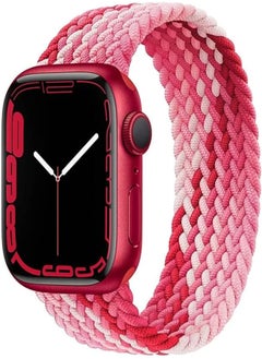 45/42/44/49mm Solo Loop Fabric Braided Rubber Band For Apple Watch Series 8/1/2/3/4/5/6/7 (Medium, Pink)