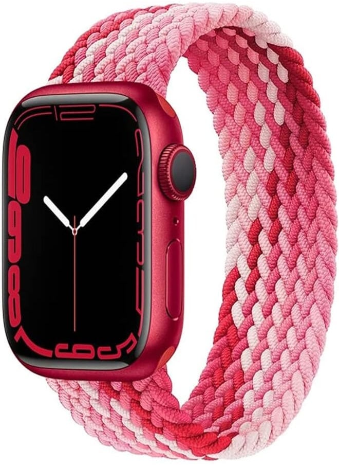Generic - 45/42/44/49mm Solo Loop Fabric Braided Rubber Band For Apple Watch Series 8/1/2/3/4/5/6/7 (Medium, Pink) - Image 1
