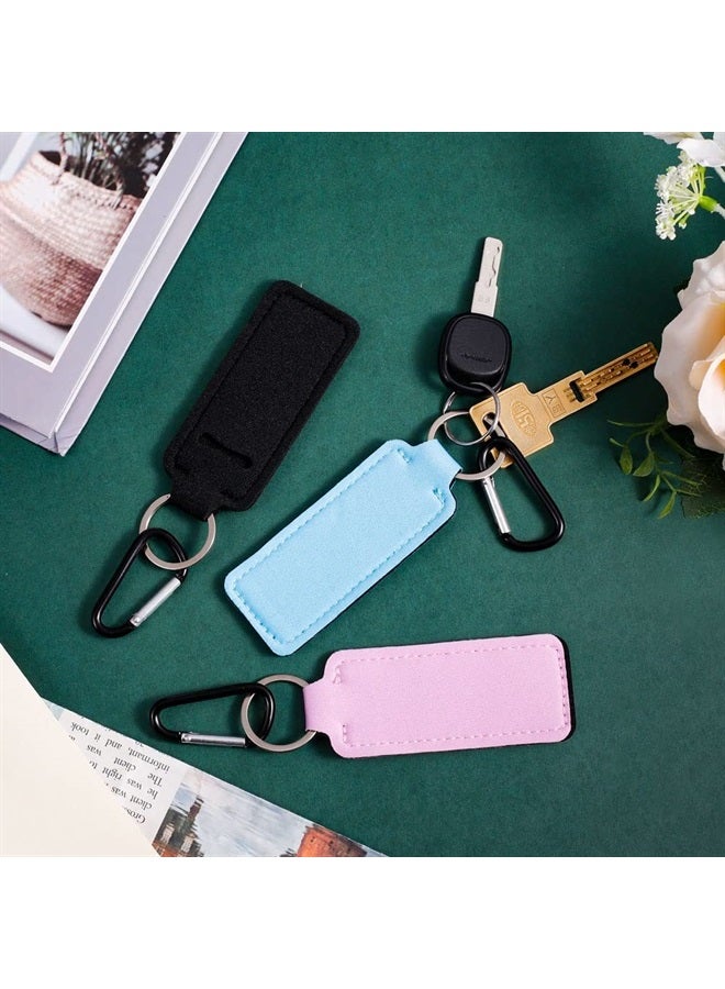 Pengxiaomei 3 Pcs Chapsticks Holder Keychain for Lipstick, Small Christmas Gifts for Women, Stocking Stuffers for Women (Pink, Blue, Black) - Image 2
