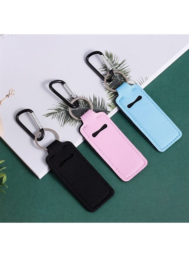 Pengxiaomei 3 Pcs Chapsticks Holder Keychain for Lipstick, Small Christmas Gifts for Women, Stocking Stuffers for Women (Pink, Blue, Black) - Image 4