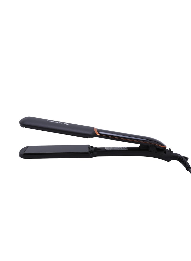 SONASHI Hair Straightener – Max Temperature up to 230°C | Ceramic Coating Plates | PTC Heating On/Off Switch | Temperature Control with LED Display | 360° Swivel Cord | 80W, 220–240V, 50/60Hz | SHS-2096 black - Image 1