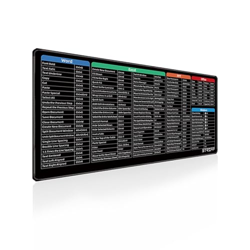 STRIFF Windows & Office Keyboard Shortcuts Desk Mat | Gaming Mouse Pad Extended Size (800mm x 300mm x 2mm) Stitched Edges| Non-Slip Rubber Base|Computer Laptop|Keyboard Mouse Pad (Keyboard Shortcuts) - Image 1