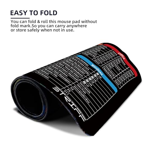 STRIFF Windows & Office Keyboard Shortcuts Desk Mat | Gaming Mouse Pad Extended Size (800mm x 300mm x 2mm) Stitched Edges| Non-Slip Rubber Base|Computer Laptop|Keyboard Mouse Pad (Keyboard Shortcuts) - Image 3