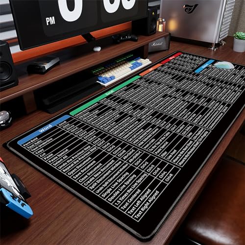 STRIFF Windows & Office Keyboard Shortcuts Desk Mat | Gaming Mouse Pad Extended Size (800mm x 300mm x 2mm) Stitched Edges| Non-Slip Rubber Base|Computer Laptop|Keyboard Mouse Pad (Keyboard Shortcuts) - Image 2