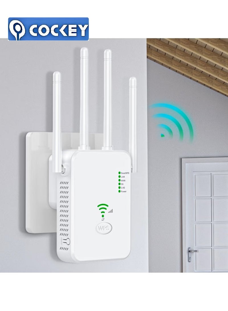 COCKEY Wifi Extender, WiFi Signal Repeater, 300Mbps, 5G/2.4G Dual Band WiFi Extender, AC300 WiFi Range Extender, Broadband/Wi-Fi Extender, One-touch Setting, Plug And Play - Image 1
