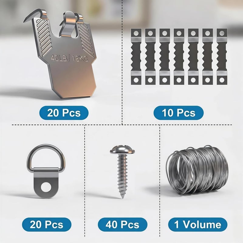 (ApeBest) Picture Hanging Hooks for Drywall Kit: 91Pcs 40LB Picture Hangers Claw Hardware Heavy Duty No Damage - Tool Free Room Office Mirror Photo Poster Frame Decor Wall Hanger Hooks - Image 3