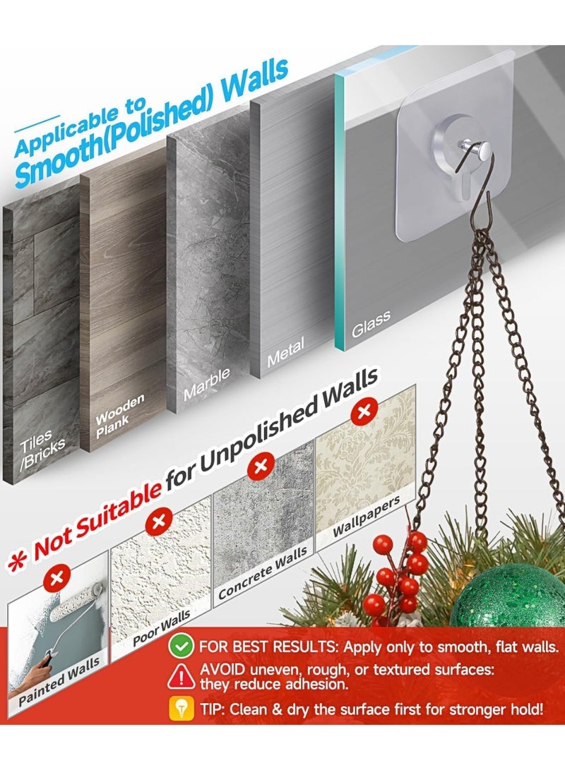 Adhesive Hooks for Wall (13 lbs Max), Nail Free Wall Hangers for Picture Frames, Multipurpose Waterproof and Oil Proof Hooks for Decorations, Kitchen Shelves, Bathroom - Pack of 10 - Image 3
