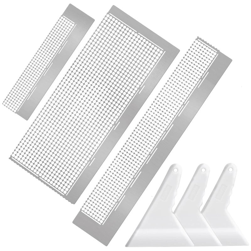 Whaline 3Pcs Stainless Diamond Pasted Drawing Ruler Steel 5D Drawing Mesh Ruler with Fix Tools 240 520 1020 Blank Grids for Full Drill or Partial Drills DIY Art Crafts Diamond Painting Kits