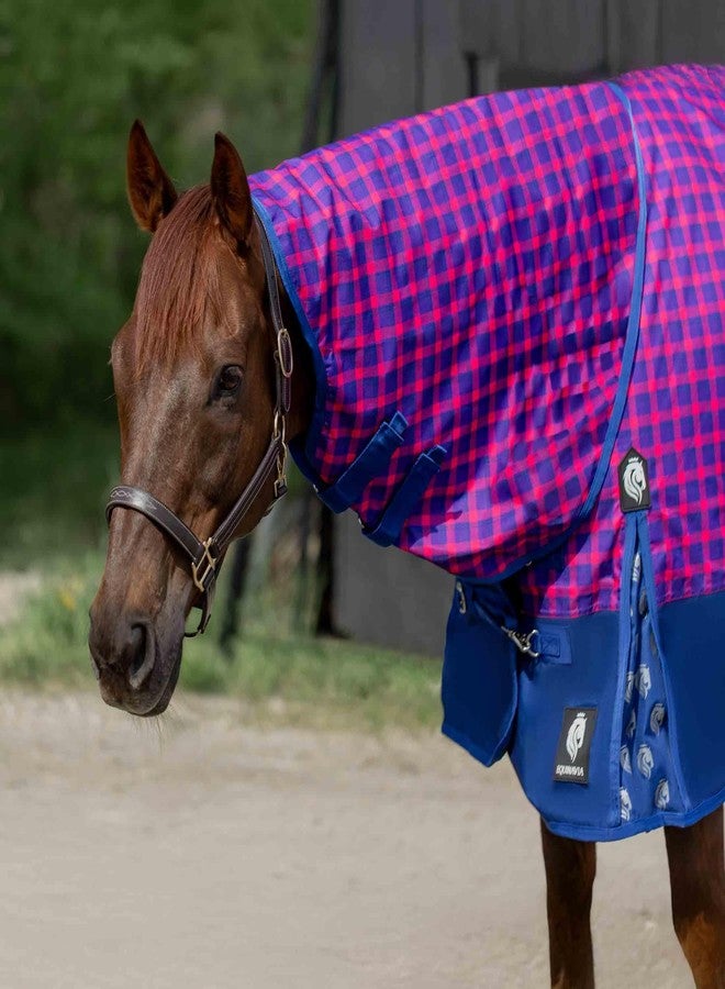 Equinavia Norse Turnout Neck Cover No Fill | 600 Denier - Galaxy Blue/Pink Flambee - L - Image 1