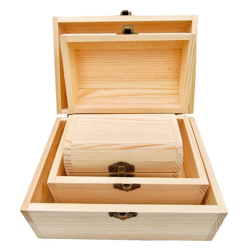 Anktily 3 Pack Wooden Arc Design Treasure Boxes,3 Size Small Wooden Storage Chest for Jewelry and Keepsakes Rustic Desktop Organizer - Image 3
