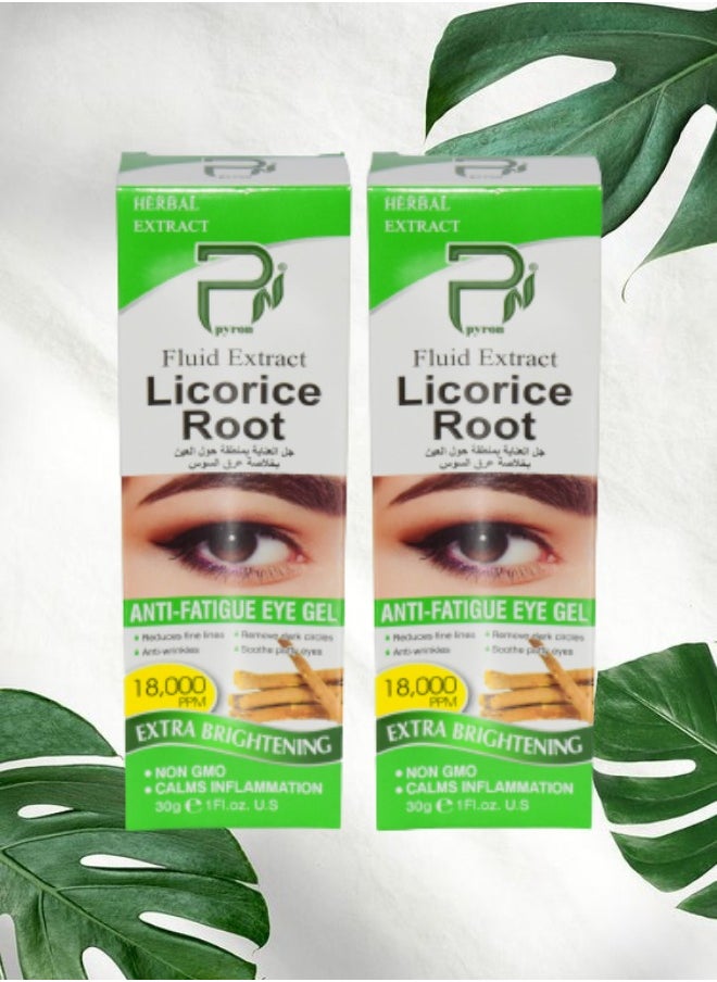 PYRON 2 Pieces Licorice Root Fluid Extract Anti Fatigue Eye Gel Extra Brightening 30g  - Image 1