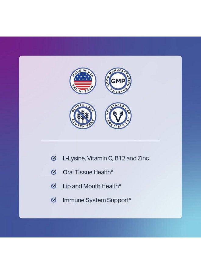 Anew Vita L-Lysine Supplement with Vitamin B12 + C + Zinc for Lip, Mouth, and Oral Tissue Health - Enhanced Wellness Support - Non-GMO, Gluten-Free - Made in USA - 60 Vegetable Capsules, 500mg - Image 2